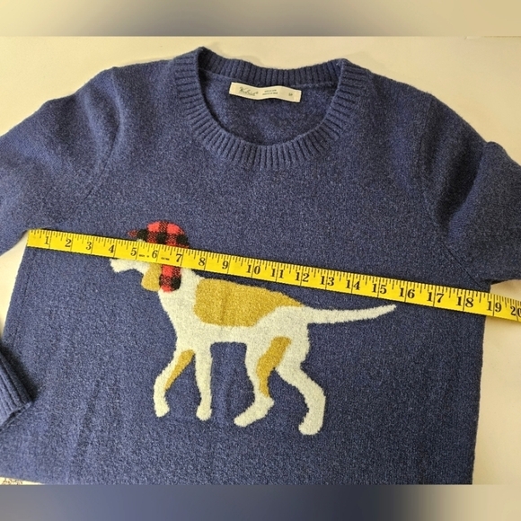 Woolrich Crewneck Hunting Dog Sweater in Blue and White Wool Blend Size Small - Picture 8 of 9